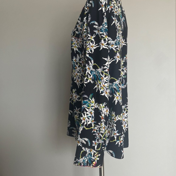 Cinq a Sept Juliet Floral Print Silk Button Front Pajama Style Casual Blouse Top - Picture 10 of 14